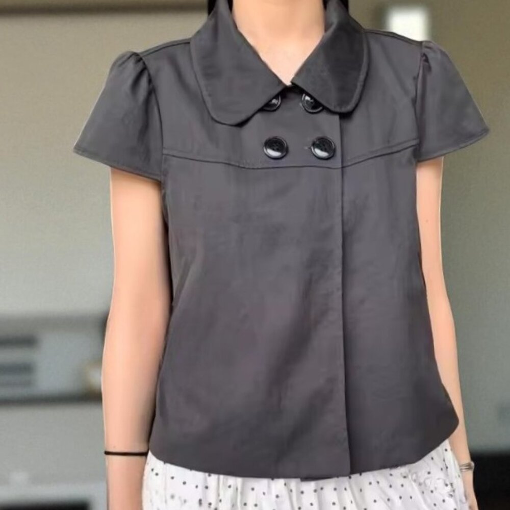 Gray button-up blouse